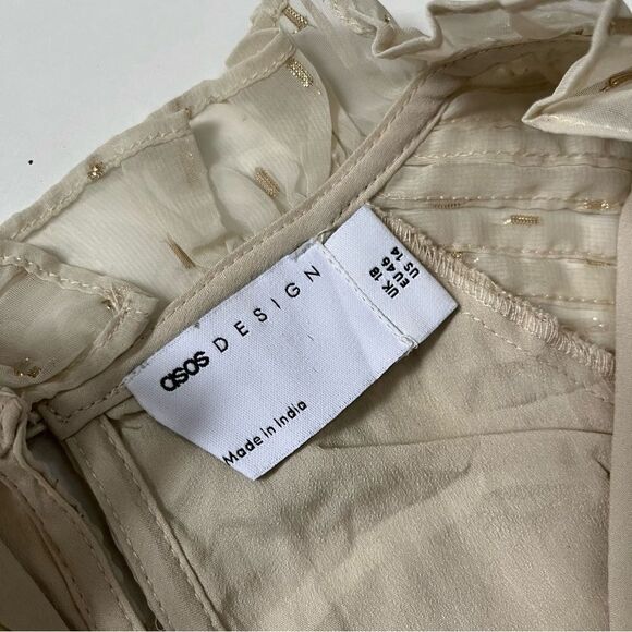 ASOS NWT jacquard chiffon high neck mini dress 14 - Picture 8 of 11